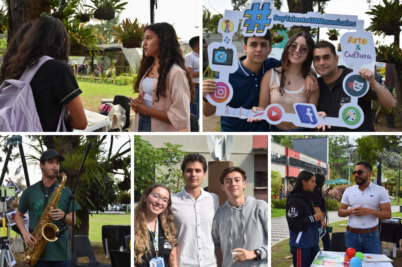 estudiantes en el café con los repres