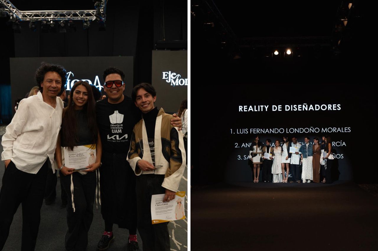 Estudiantes recibiendo el reconocimiento en Eje Moda