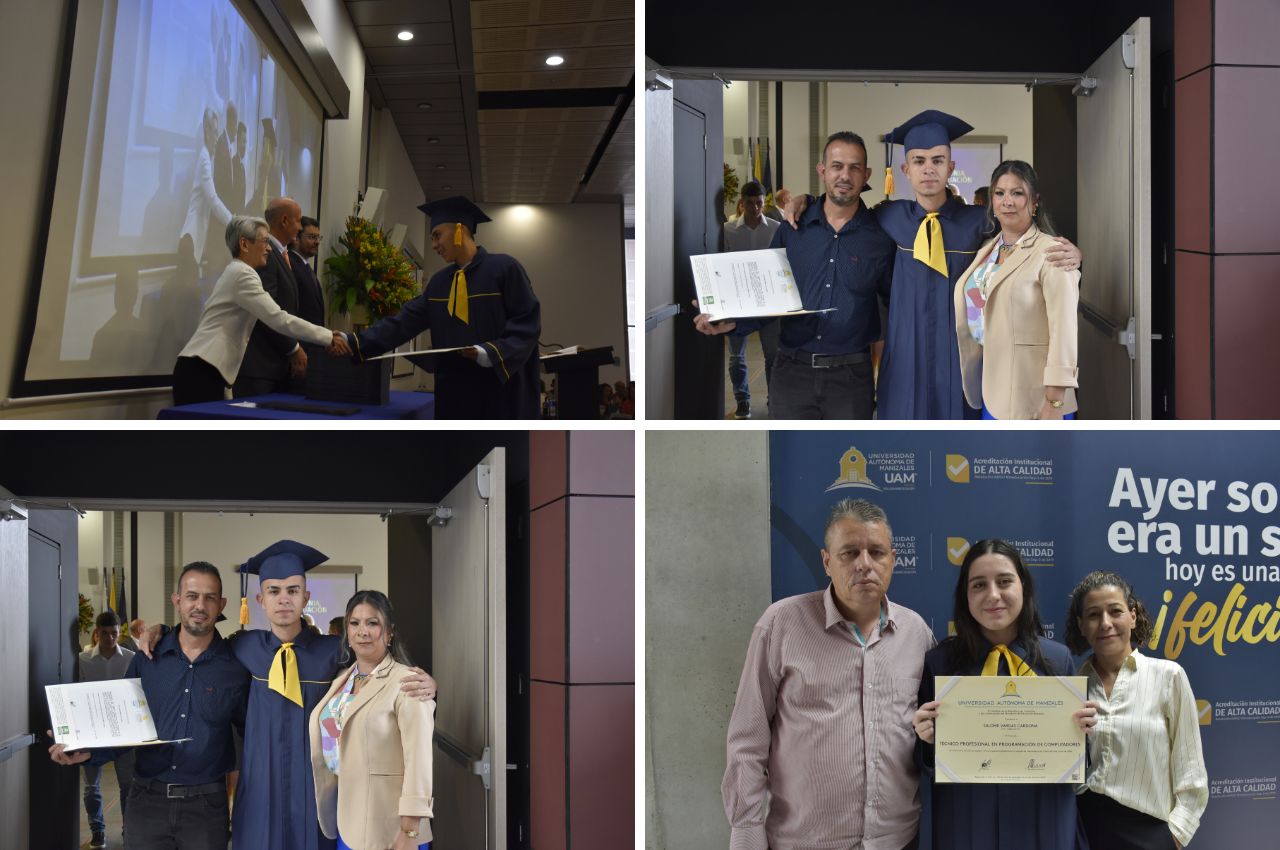 Graduados del programa La Universidad en Tu Colegio comparten con sus familiares este logro.