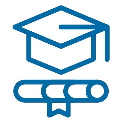Icono  birrete y diploma azul