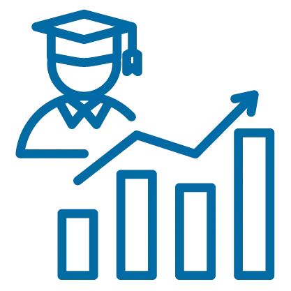 Icono graduado con nuevas metas para su crecimiento profesional
