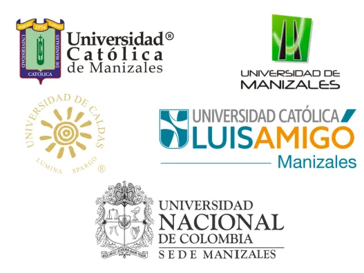 Logos: Universidad Católica de Manizales, Universidad de Manizales, Universidad de Caldas, Universidad Luis Amigó, Universidad Nacional de Manizales