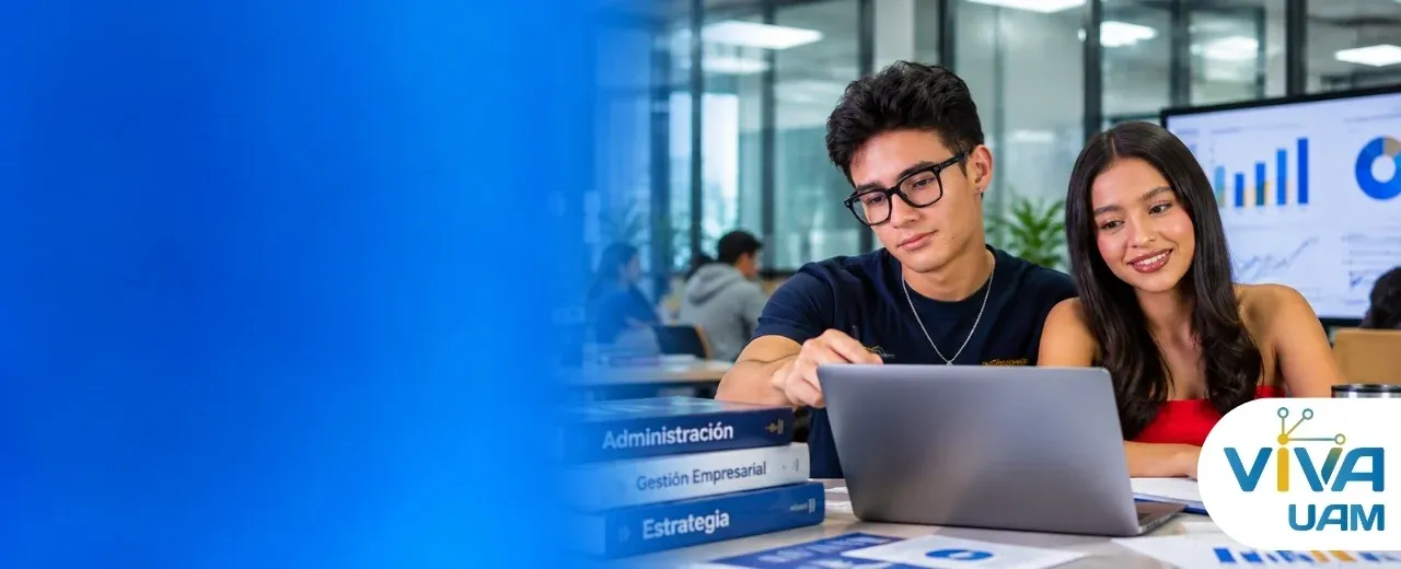 Estudiantes de administración de empresas estudiando 
